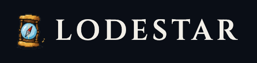 Lodestar TCG logo — pixel-art emblem + Cinzel wordmark lockup